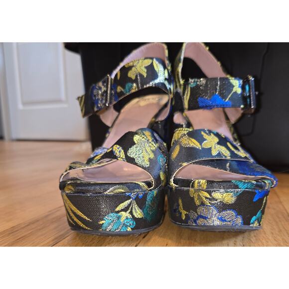 Circus by Sam Edelman Maria Metallic Floral Block Heel 7 1/2 90s Y2K - Picture 2 of 6